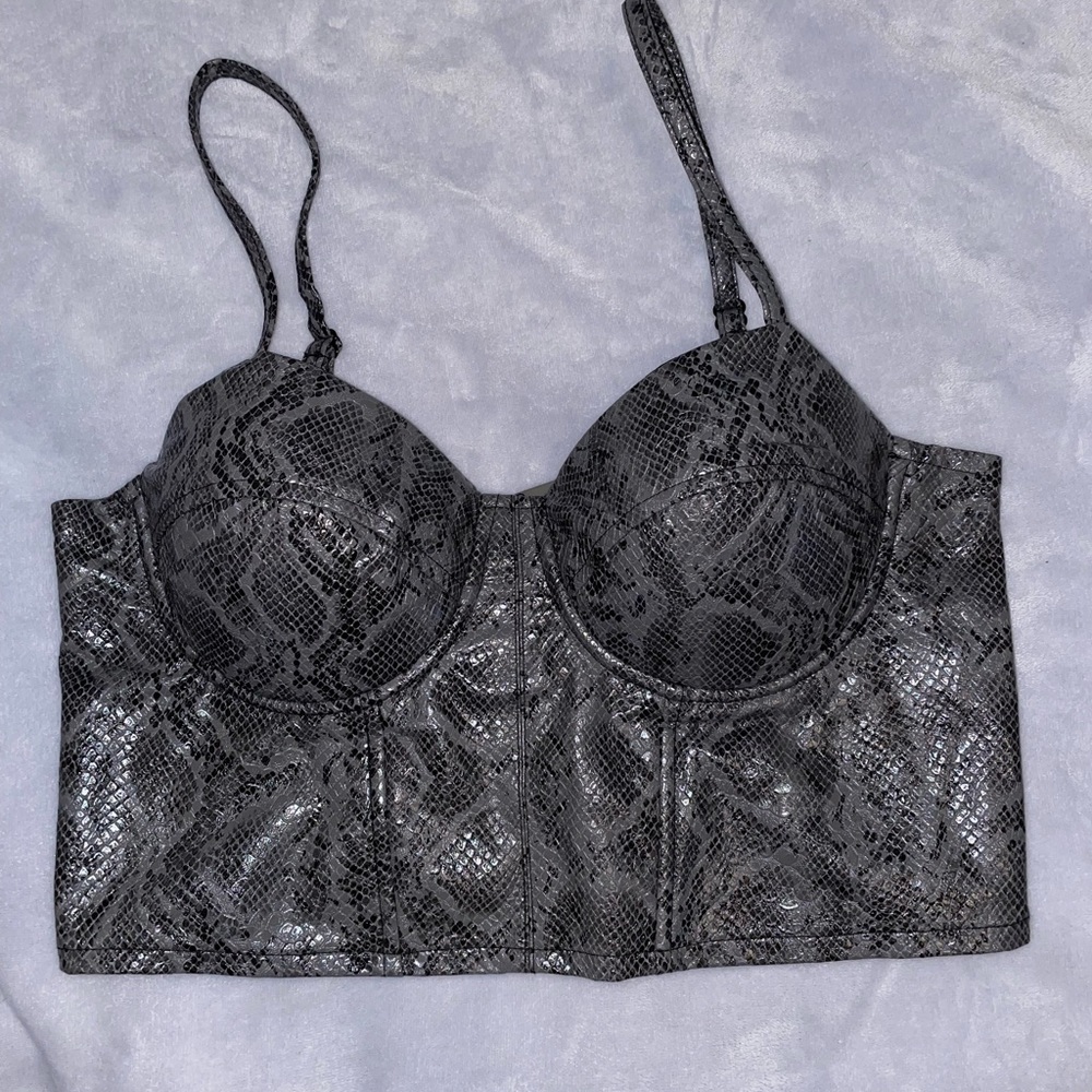 Faux Snake Skin Corset Cropped Top